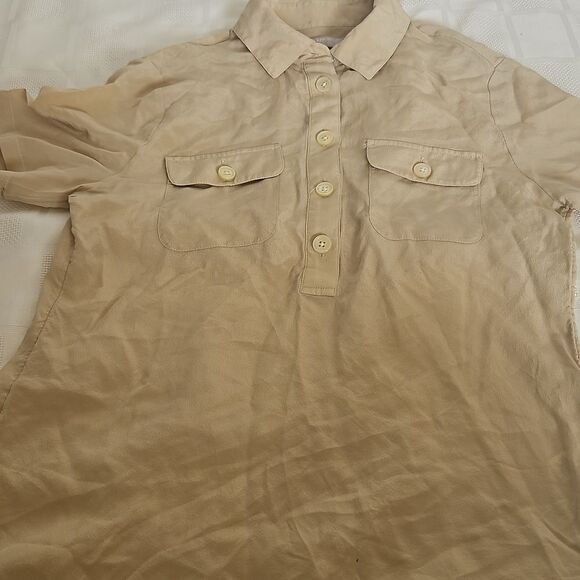Banana Republic 100% Silk Short Sleeves Top Champagne XS - Picture 11 of 16